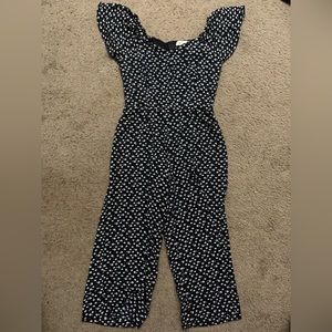 Monteau Small Black & White Floral Romper / One Piece Pantsuit / Jumpsuit